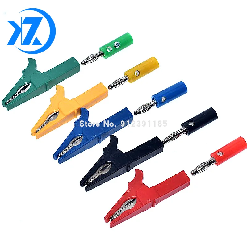 Зажим типа крокодил 55 мм + вилка банан тестовый щуп с кабельными зажимами 4 |