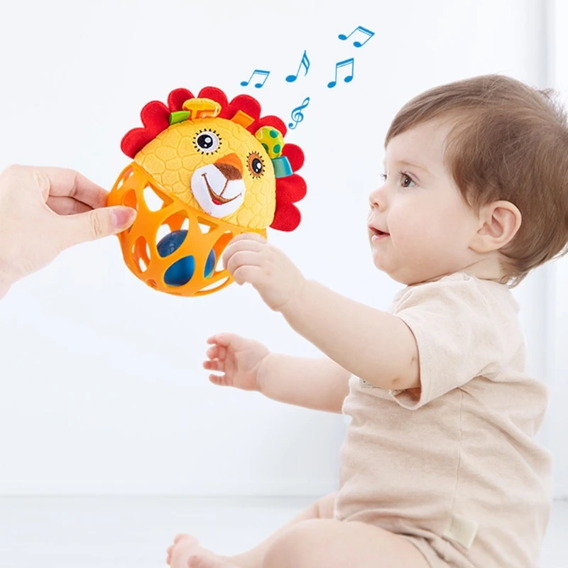 

1PC Silicone Plush Bell Rattle Drum Toys Soundable Ring Toys for Infant Baby Newborn Animal Design Rattle Shaking Drums