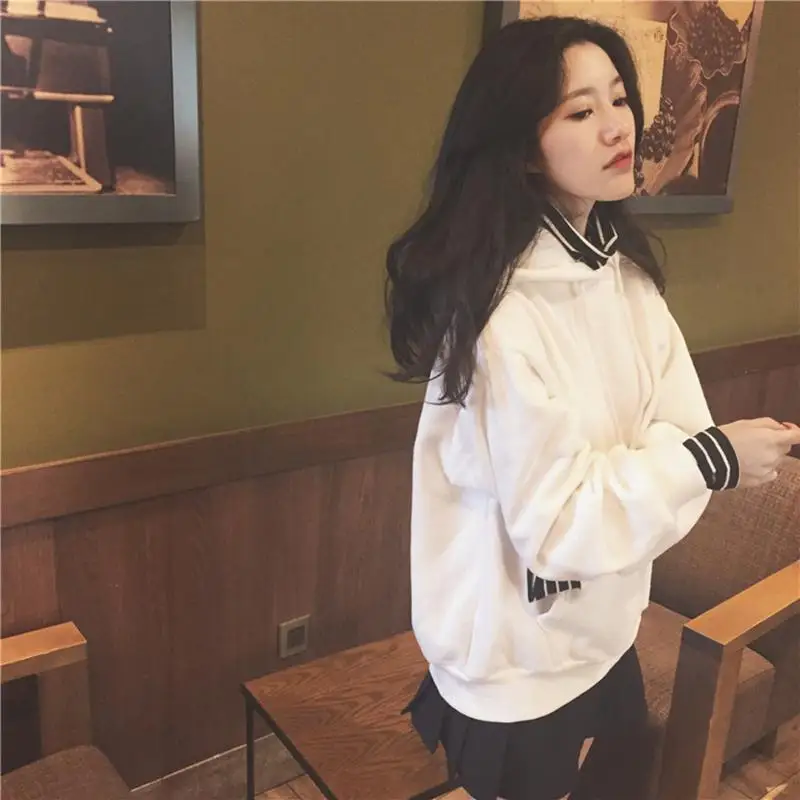 

ZITY Hoodies Women Hooded Simple All-match Turtleneck Warm Pockets Leisure Sweatshirts Womens Trend Soft Pullovers Chic Kawaii C