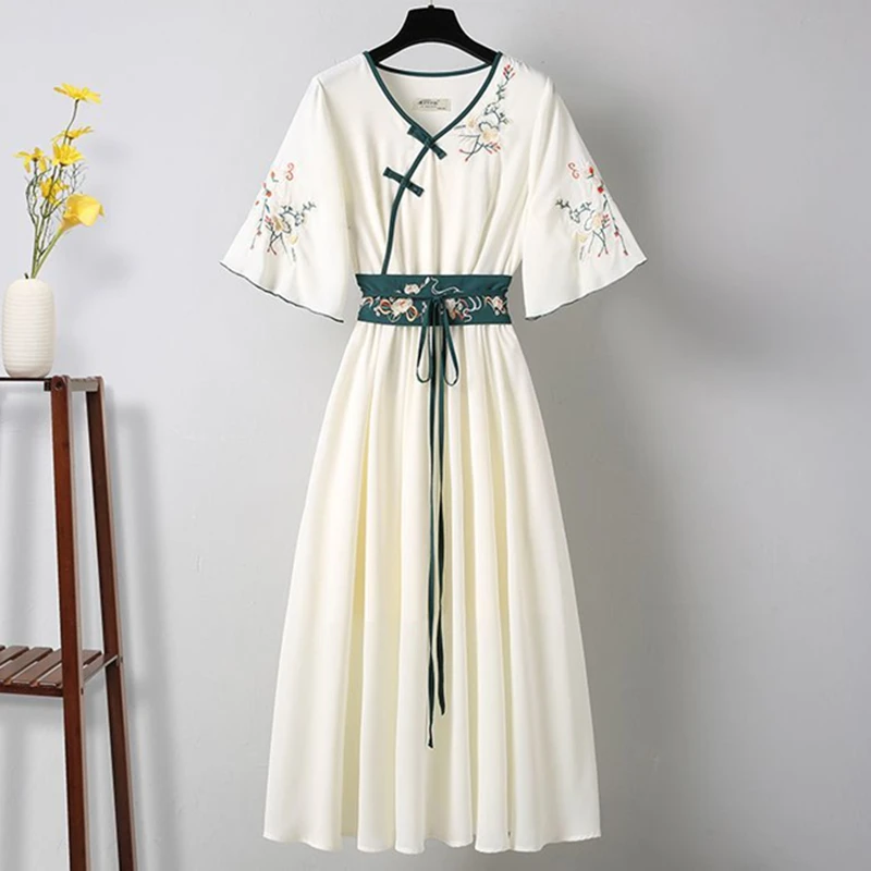 Китайское платье Hanfu для женщин летние винтажные шифоновые мягкие костюмы