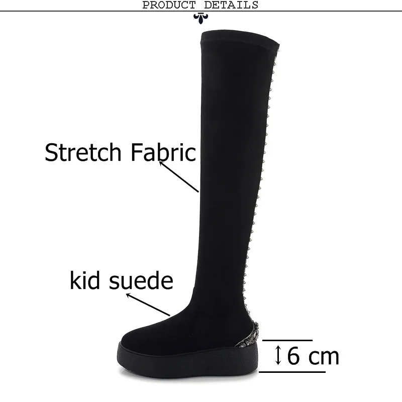 ZVQ winter newest fashion over knee boots outside comfortable high heels platform crystal kid suede women shoes drop shipping