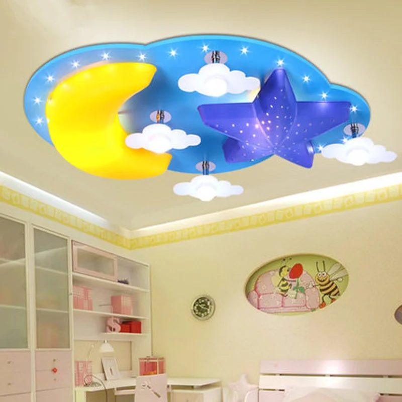 Креативная мультяшная Звезда Луна потолочная Светодиодная лампа для детской