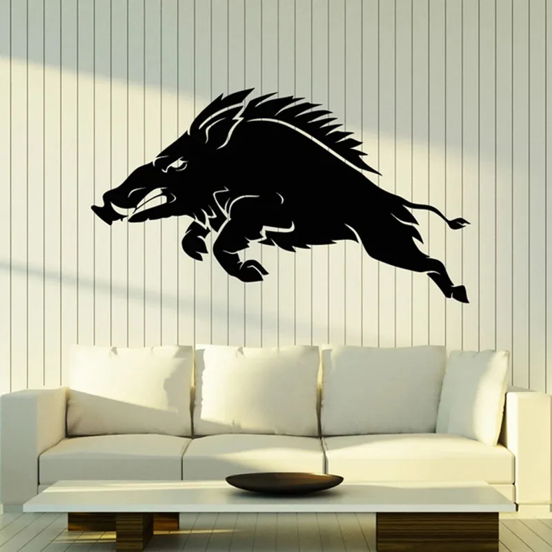 Наклейка на стену с изображением свиньи кабана охотничьего магазина племенных