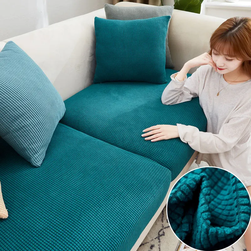 

Polar Fleece Fabric Sofa seat Cover Solid Color Sofa Slipover Furniture Protector Bench Covers Washable