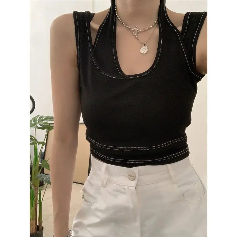 

Новинка 2021, спортивный жилет с лямкой на шее, корейский короткий топ для йоги и фитнеса, популярный летний топ для девушек, корректирующий по...