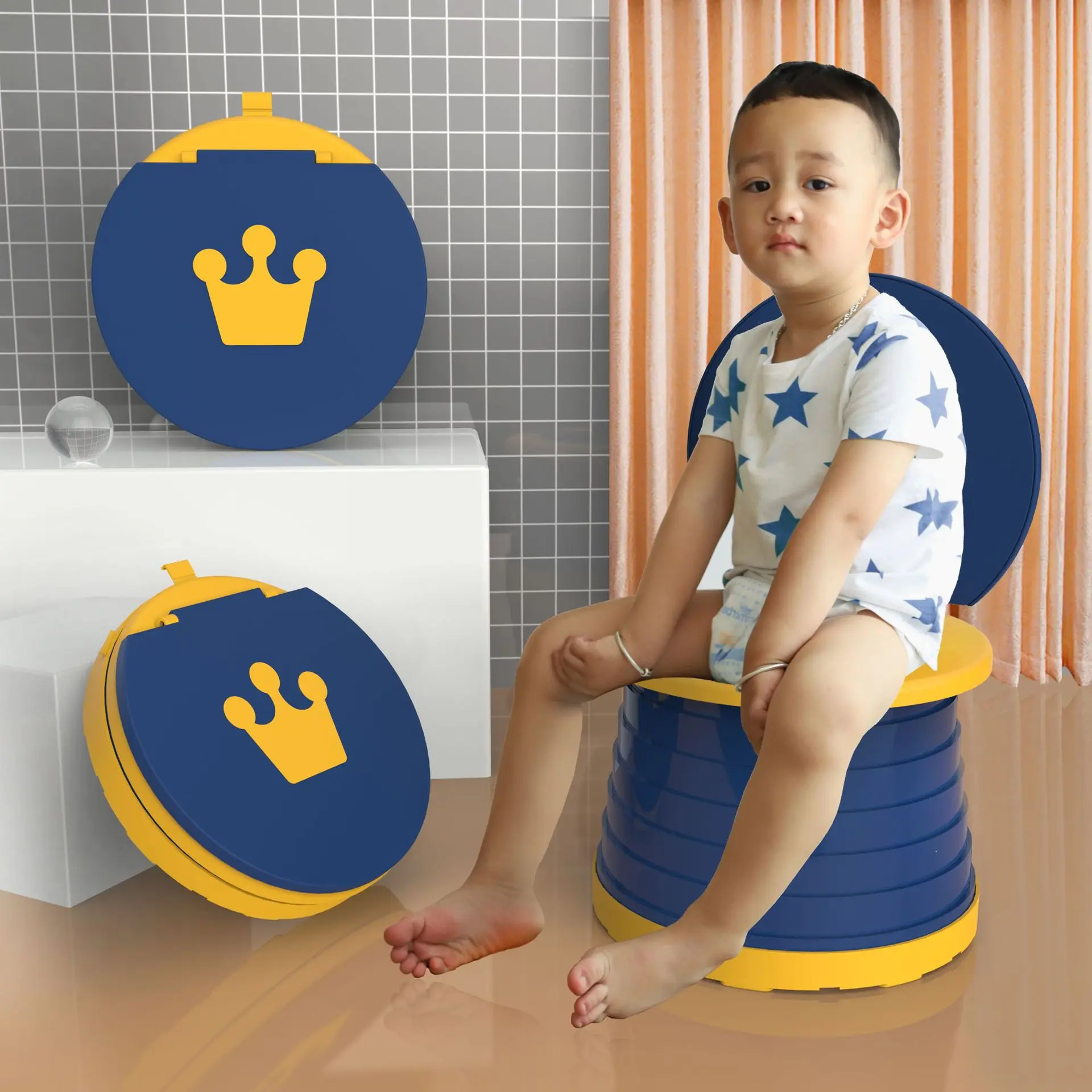 0-6 Years Old Children's Potty Portable Folding Baby Plastic Potty Toilet Seat Outdoor Travel Camping Kids Infant Potty Trainer