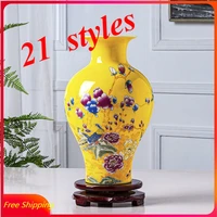 jingdezhen handicraft ceramics chinese style porcelain color glaze vase decoration living room cabinet home flower decor vase