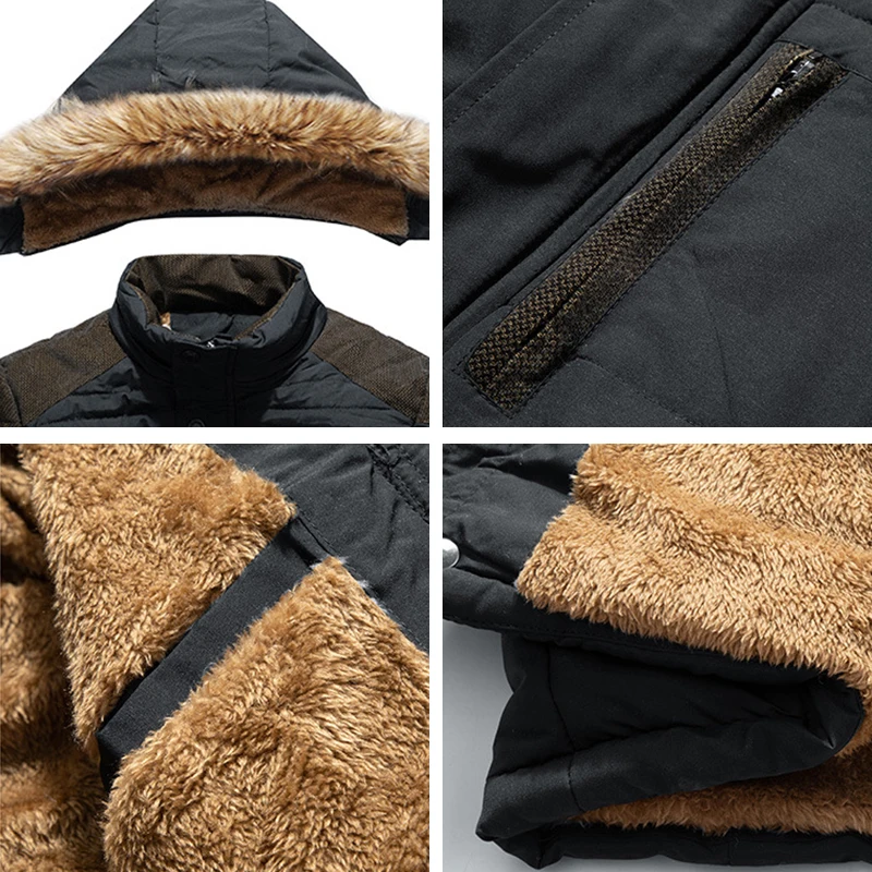 UAICESTAR Brand Fur Collar Winter Jacket Men Fashion Casual Warm Men Parka Coat Large Size Clothing Windproof Hooded Men Jackets