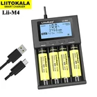 2022 LiitoKala Lii-M4 18650 ЖК-дисплей универсальное умное зарядное устройство тестовая емкость для 3,7 в 1,2 в 26650 18650 21700 18500 AA AAA 4 слота