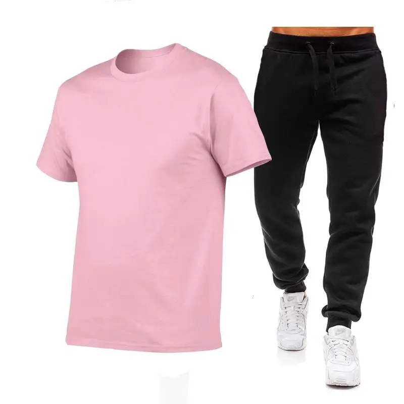 

2021 Summer Fashion Leisure brand Men's Set Tracksuit Sportswear Track Suits Male Sweatsuit Short Sleeves T shirt 2 piece set