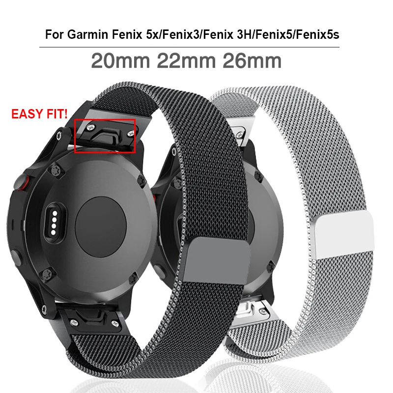 Ремешок для наручных часов Quick Fit 26 22 20 мм браслет Garmin Fenix 6X 5X 5 5S 3 3HR D2 S60 GPS