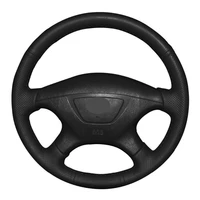 car steering wheel cover diy hand stitched black genuine leather for mitsubishi pajero sport 2004 montero sport 2004