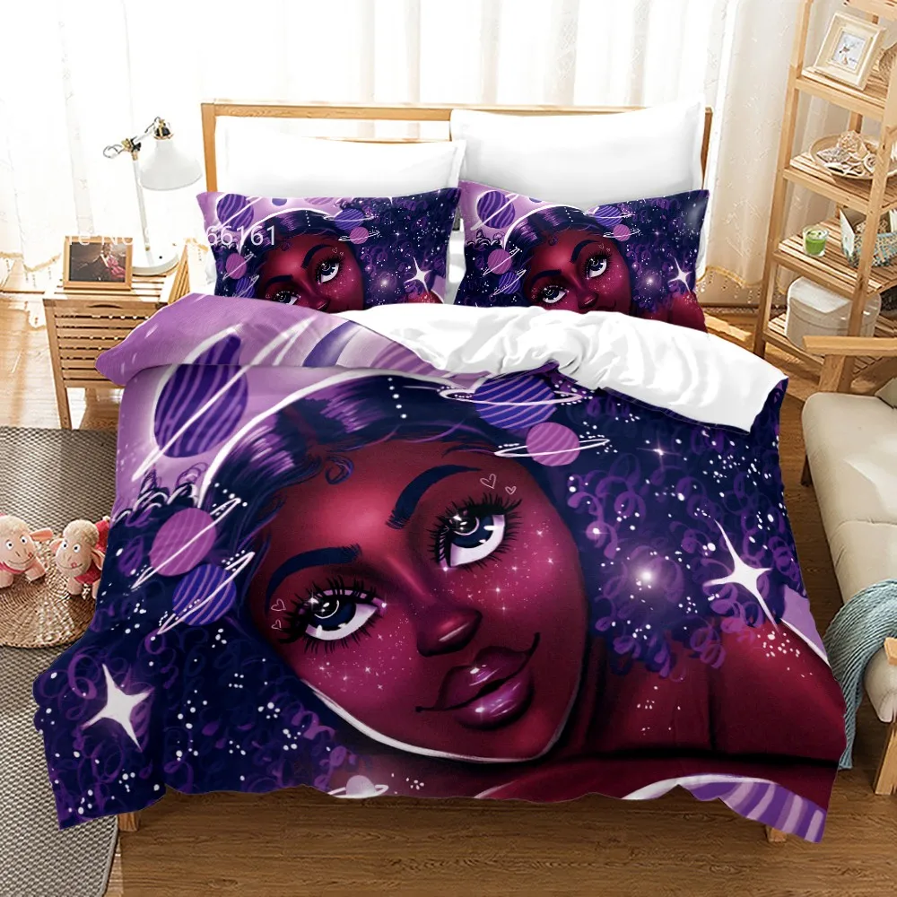 2/3 Pcs African Woman Duvet Cover Beautiful Tribal Girl Bedding Set Exotic Lady Bed Line For Kids Girls (No Sheets | Дом и сад