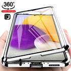 Чехол samsun a 72, полностью металлический Магнитный Флип с поглощением на 360  для samsung galaxy a72, a52, a32, a12 2021, двухсторонний стеклянный чехол