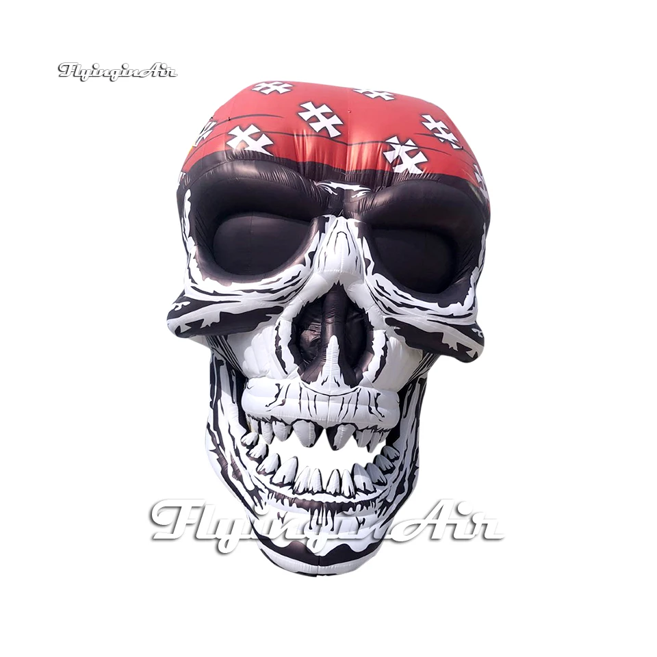 

Personalized Giant Inflatable Skull Pirate Head 5m Height White Air Blown Death Cranium Balloon For Outdoor Halloween Decoration