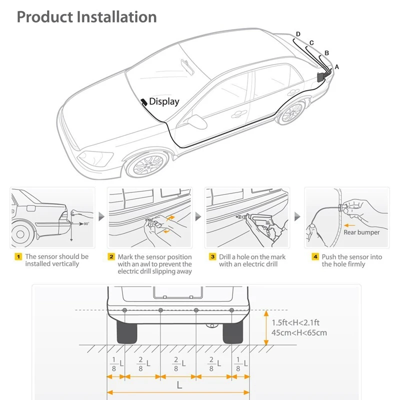 Автомобильный ЖК датчик парковки комплект двухъядерный передний и задний