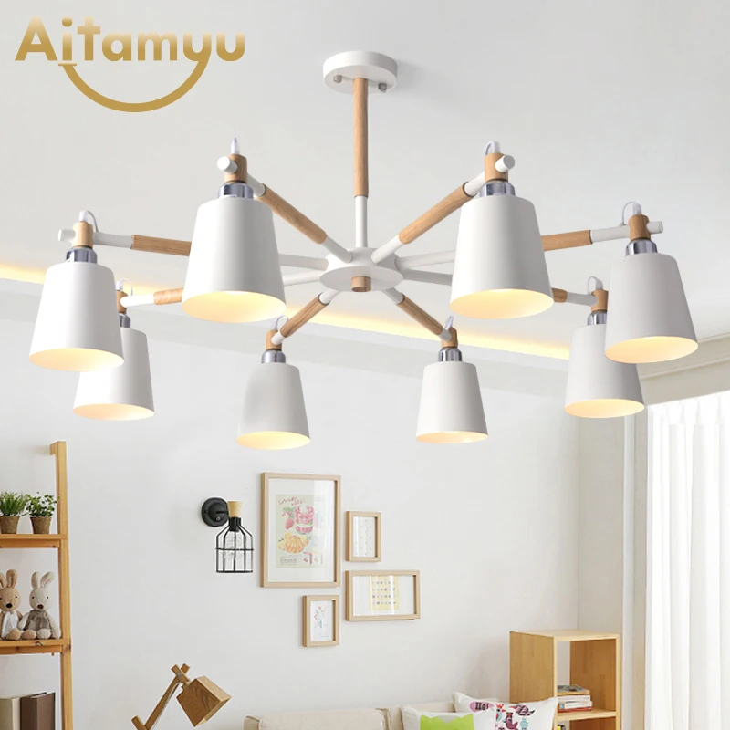 Современная Минималистичная гостиная деревянная люстра Скандинавская спальня