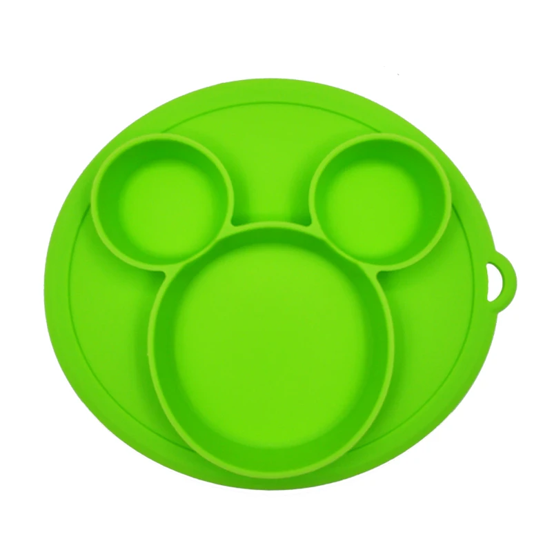 Green Plate A Безопасное вспомогательное устройство для силиконовая столовая тарелка без добавления бисфенола А, одноцветные Детские миски всасывания Дети Ясельного возраста тренировочные посуда стильная футболка с изображением персонажей видеоигр детская кормушки - Цвет: Green Plate A