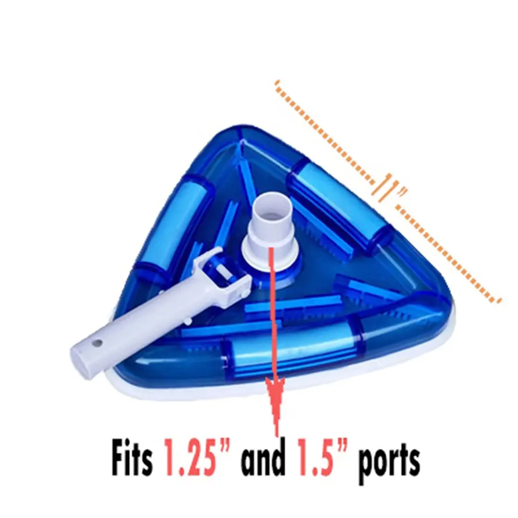 

Crystal Weighted Triangle Vacuum Head Triangle Transparent Swimming Pool Cleaning Tool Accessories 11 Inch Suction Head
