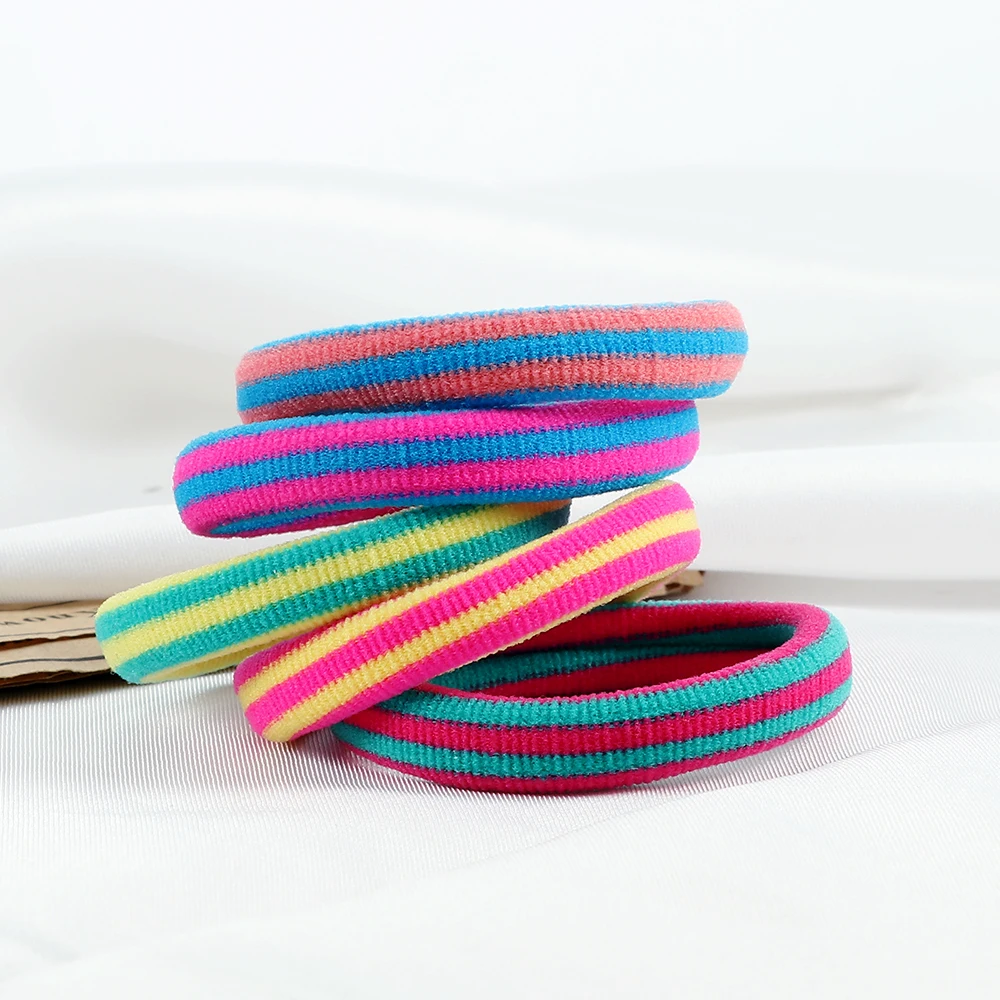 

5 шт./компл. флуоресцентные серии Красочные полосы волос Веревка для детей девочка конфеты резиновые резинки для волос прекрасный мультфиль...