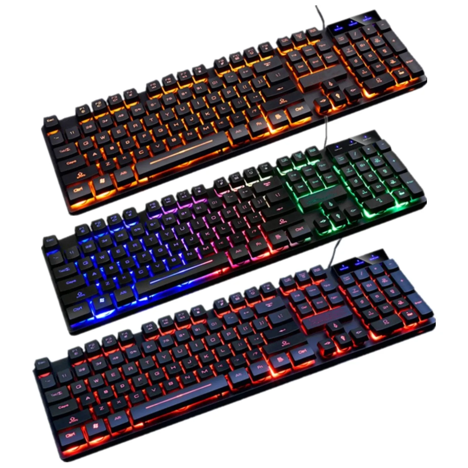 

Игровая клавиатура с RGB-подсветкой, водонепроницаемая эргономичная Радужная LED клавиатура для ПК, ноутбука