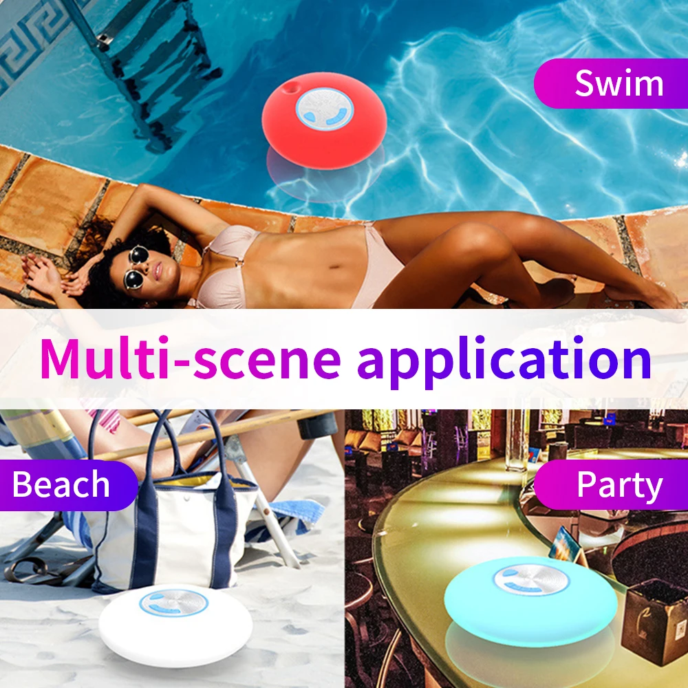 Cyboris Portable Wireless IPX7 Waterproof Floating Bluetooth5.0 Speakers with TWS Function 7 Colors Auto-Changing RGB LED Themes |
