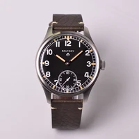 vintage baltany military men watch 42mm subsecond hand winding st3600 movement stainless steel leather strap mechanical watches