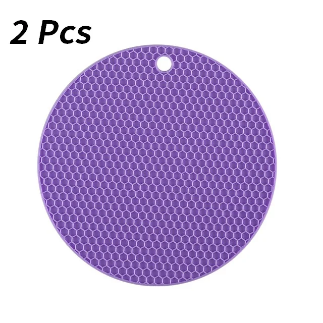 Purple-2 Pcs Многофункциональные силиконовые подставки под столовые приборы, круглые подставки для кухонной утвари, тонкие сотовые Нескользящие подставки - Цвет: Purple-2 Pcs
