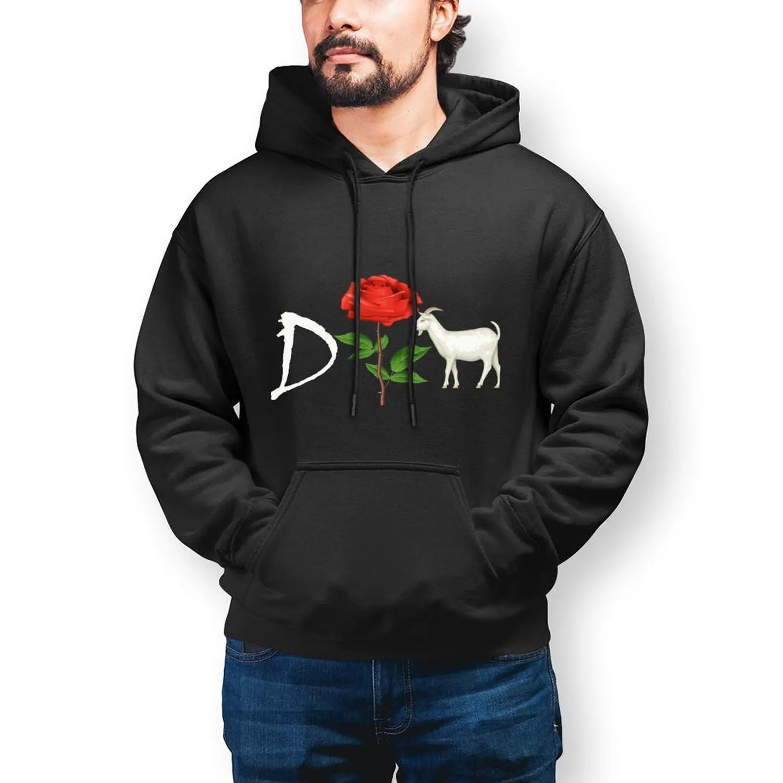 

Goat Hoodies Winter Cotton Hoodie Nice Loose Long Pullover Hoodie Men XL