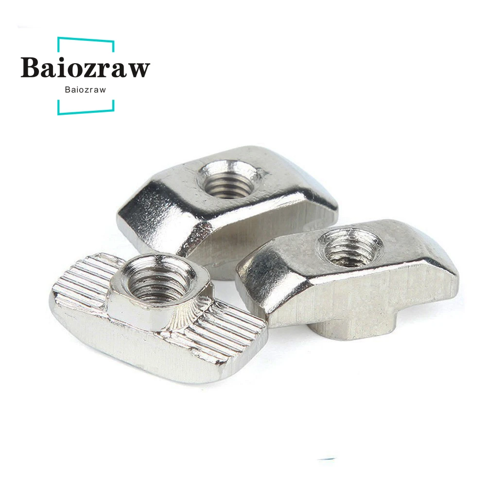 

20 EU Series M3 M4 M5 Nickel Plated T Nut Hammer Head Fasten Nut For Aluminum Extrusion Profile 2020 Series Slot Groove t slot