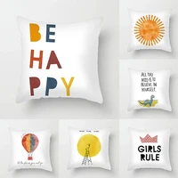 new hot sale cartoon pattern letter short plush home pillow cover 18x18in 45x45cm fresh decoration sofa cushion cover