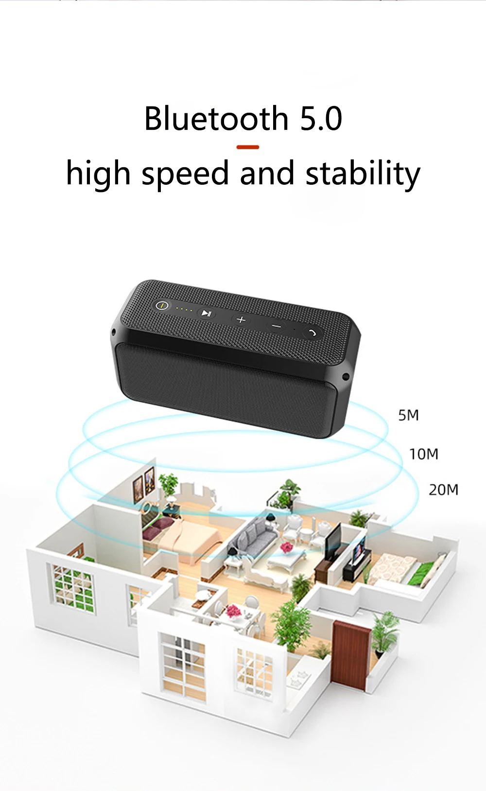 

Portable Music Equipment High Power Bluetooth Speaker Wireless Subwoofer Soundbar Outdoor Sound Column Bass Boombox Audio Center