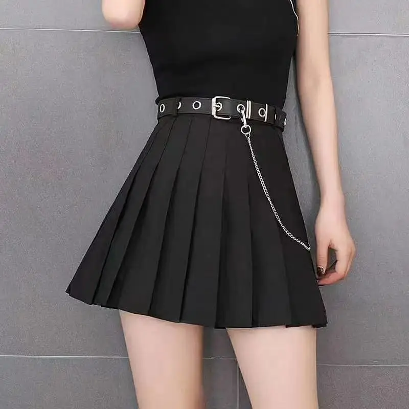 

2021 Summer High Waist Korean Version of The Pleated Mini Skirt Girl Lovely Sweet Student Black Sexy Work Wear Sexy Dance Skirts