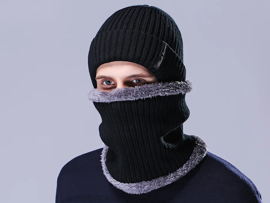 Зимние шапки для мужчин шарф вязанные шапки кепки маска Warm капот Теплые Мешковатые зимние шапки для мужчин женщин Skullies Beanies шапки