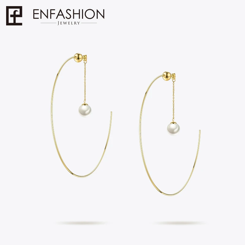 Enfashion жемчужное кольцо серьги круг обручи для женщин серьги большие круглые серьги Модные ювелирные изделия Oorringen Bijoux EB181050