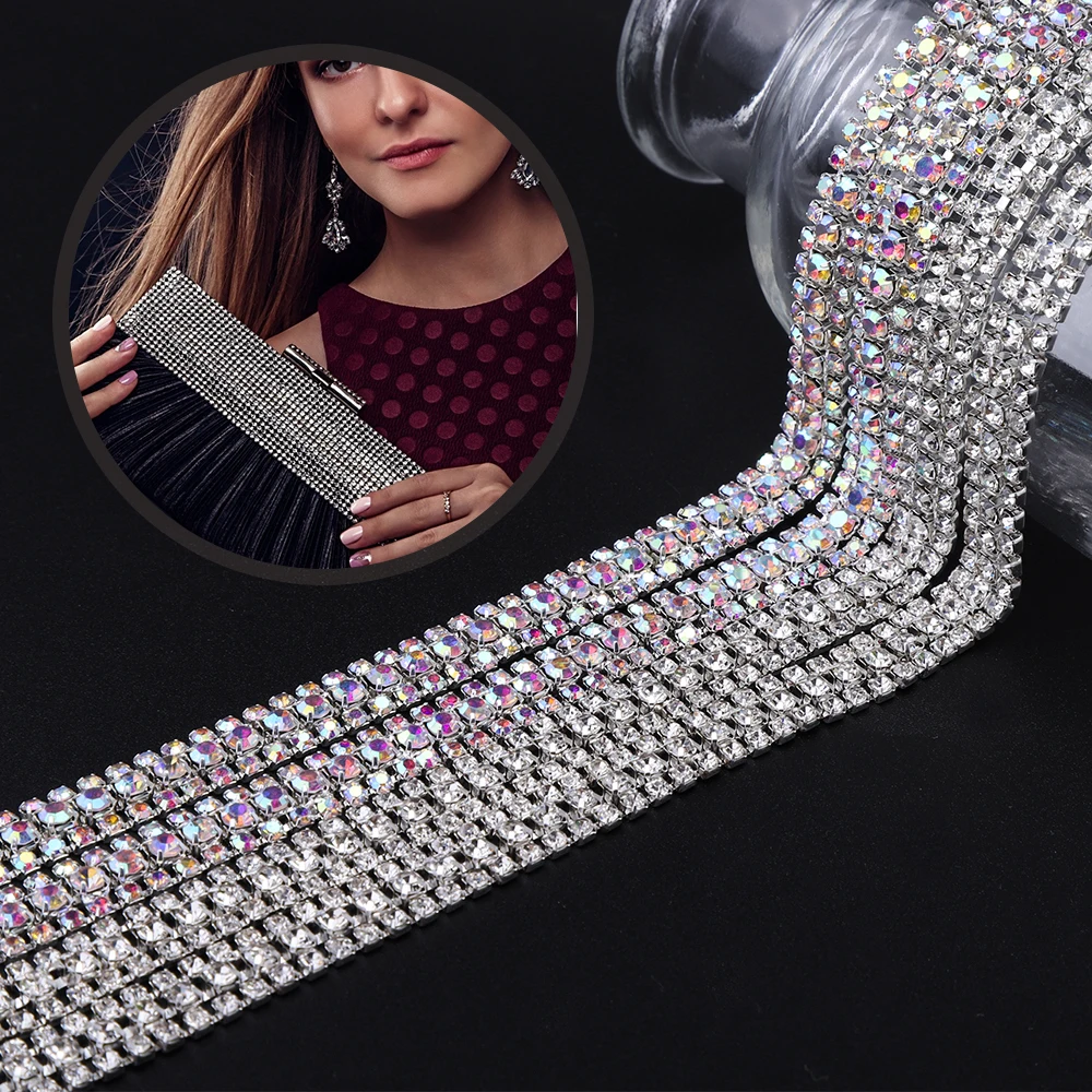 1 ярд DIY Швейные отделка орнамент из кристаллов Стразы горячей фиксации стразы