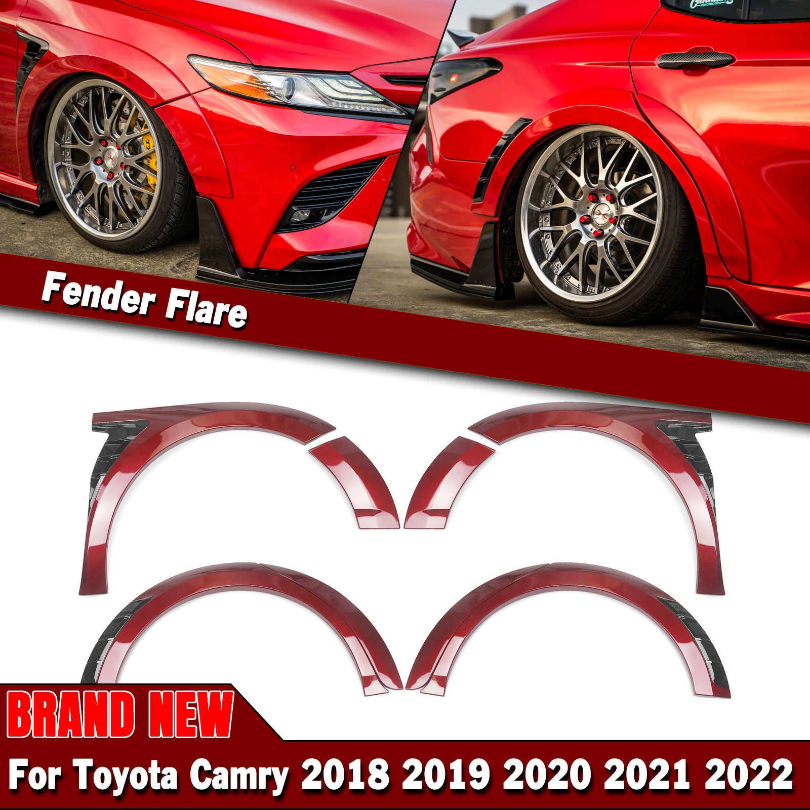 Красный брызговик крышка накладка на брови для Toyota Camry SE XSE Sport Model 2018-2022 только YOFER