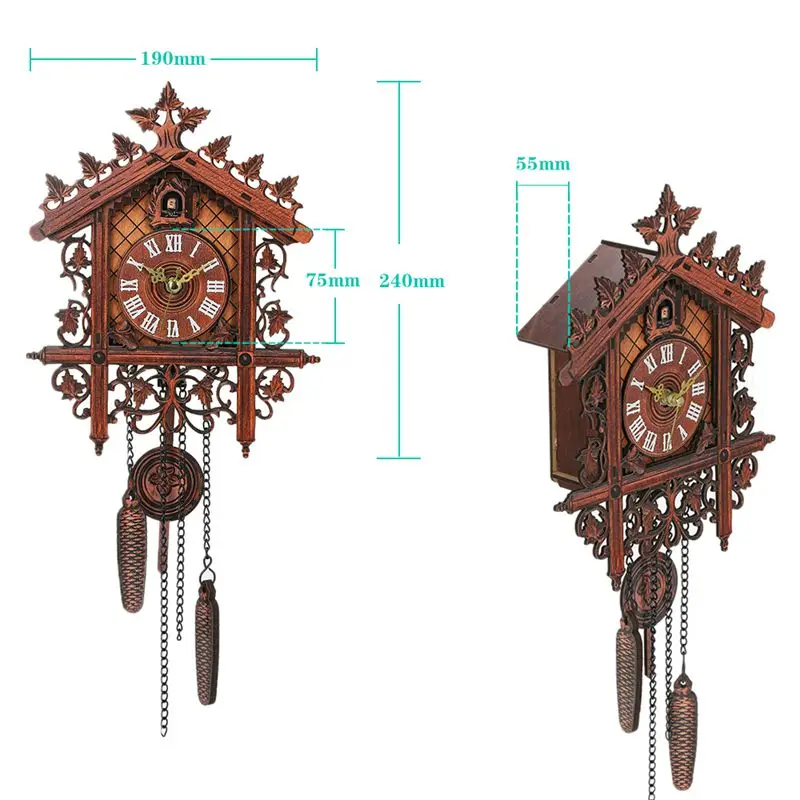Винтажные деревянные настенные часы с кукушкой Висячие ручной работы для дома