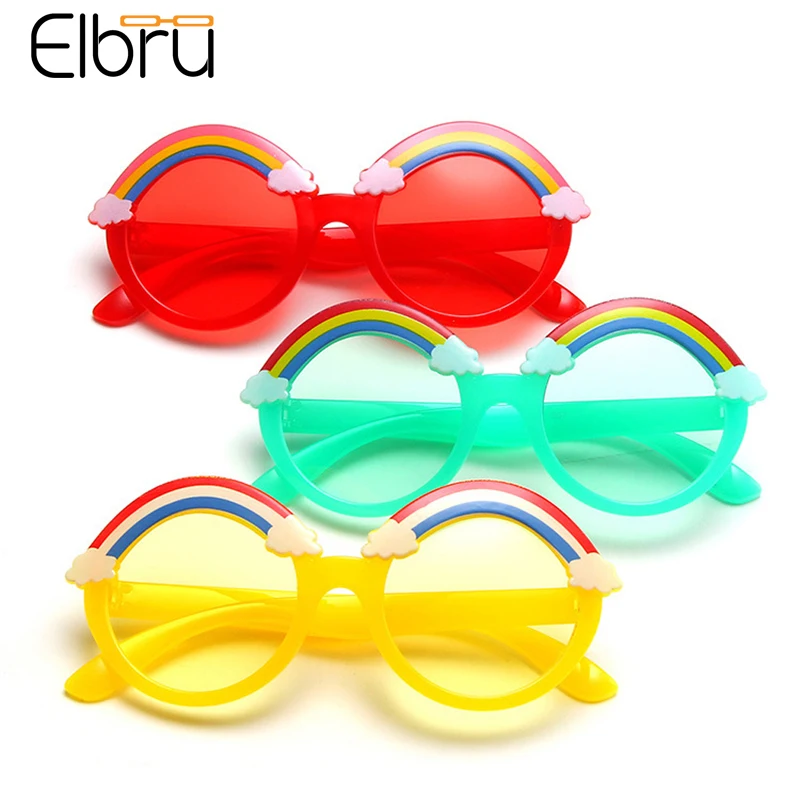 

Elbru модные детские круглые солнцезащитные очки детские Мультяшные радужные милые Солнцезащитные очки желеобразного цвета цветные солнцез...