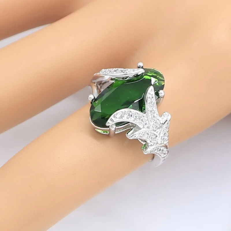 Новое поступление серебристый цвет искусственный зеленый кристалл браслет