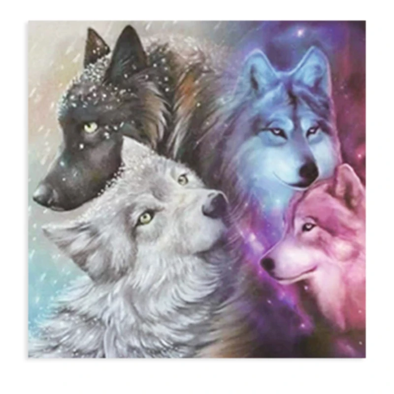 

Алмазная живопись «сделай сам», полностью Алмазная вышивка «четыре волка», украшение для дома