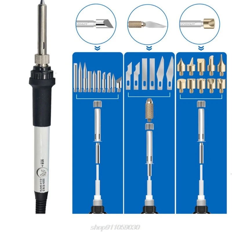 

71Pcs Wood Burning Kit Adjust Temperature Soldering Pyrography Wood Burning Pen D24 20 Dropshipping