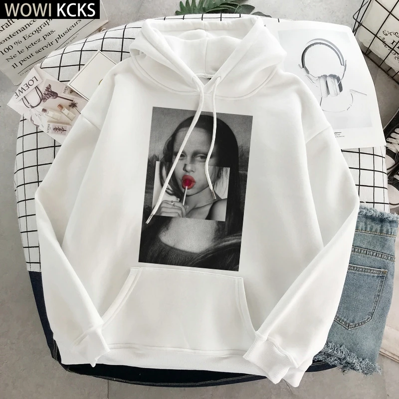 

Fashion Art Mona Lisa Spoof Graphic Vintage Clothes Oversized Pullover Hoodie Sweatshirt Winter 2021 Hoodies Streetwear Women