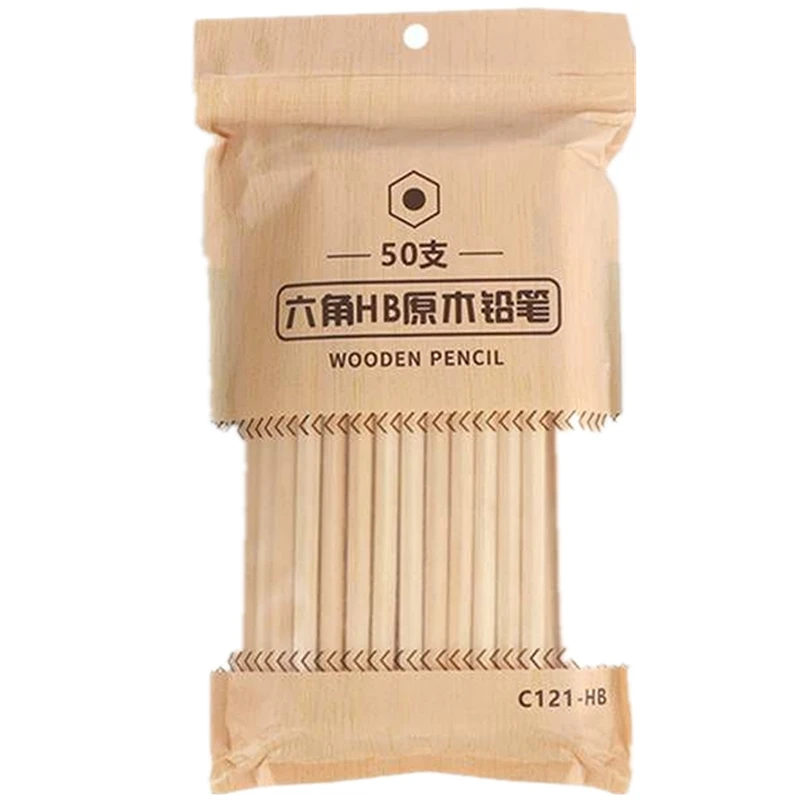 50 шт. набор длинных шестигранных карандашей HB деревянные стандартные карандаши