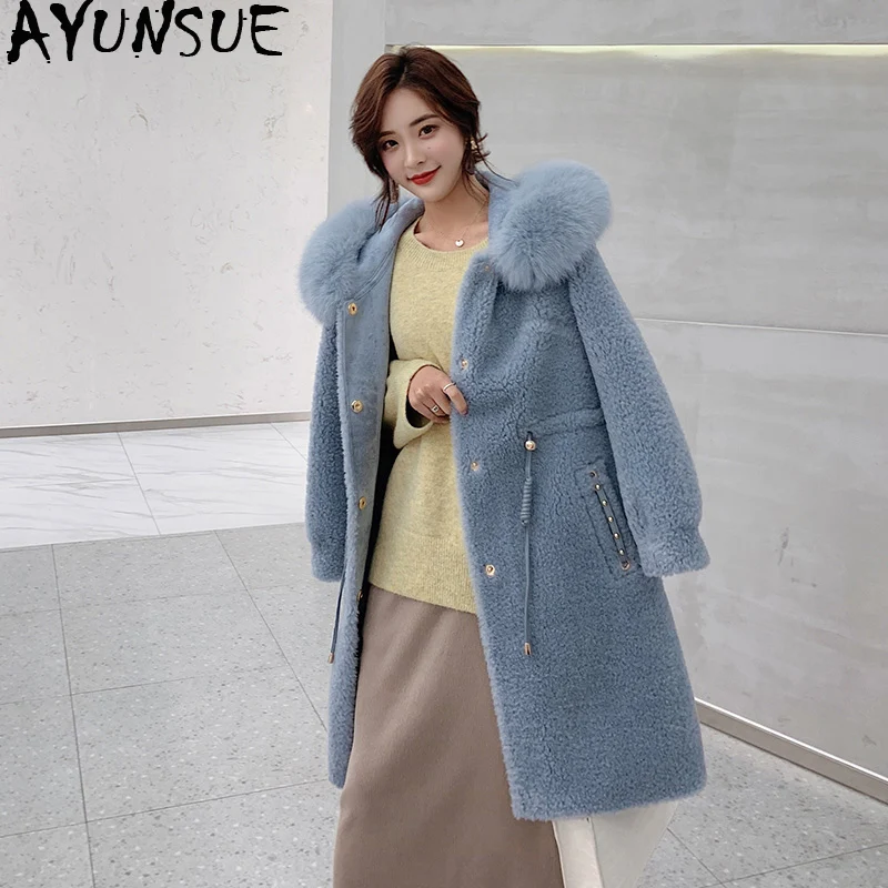 AYUNSUE шуба из натурального меха 2020 зимняя женская куртка овчины Корейская для