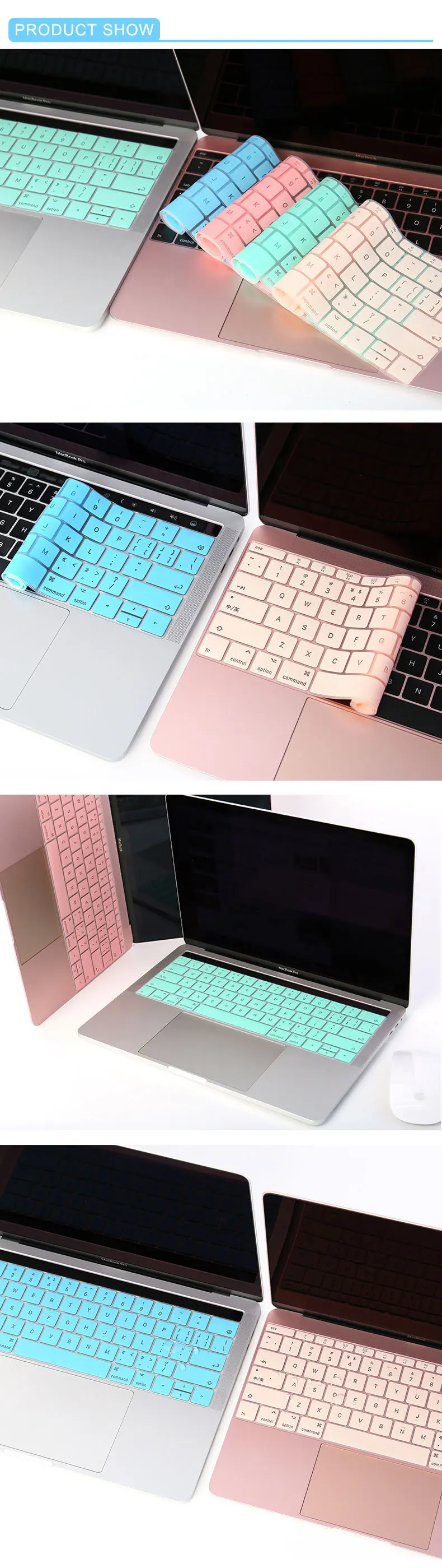 Цветная полая Защитная пленка для клавиатуры для Macbook 12, 13pro без сенсорной панели, 13/15pro touch bar, 13 Air, 13/15 pro retina