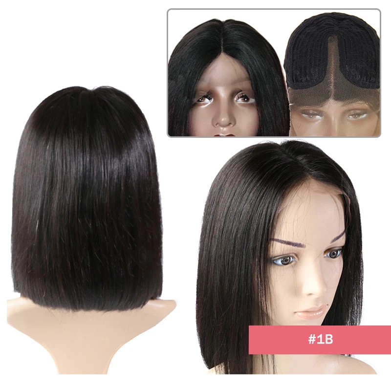Бразильские волосы remy часть шнурка парики 130% Плотность средняя часть# 1B#613# 1B/99J короткие парики из человеческих волос Али Королева волос парик шнурка - Цвет волос: 1B
