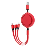 usb fast charging one with three retractable silicone three head data cable three in one mobile phone charging cable