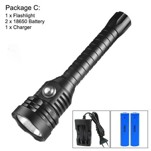 With battery charger Портативный фонарь для подводного плавания, светодиодный фонарь для дайвинга XHP70.2 светодиодный 100 м подводный IPX8 водонепроницаемый светодиодный фонарь для дайвинга - Испускаемый цвет: With battery charger