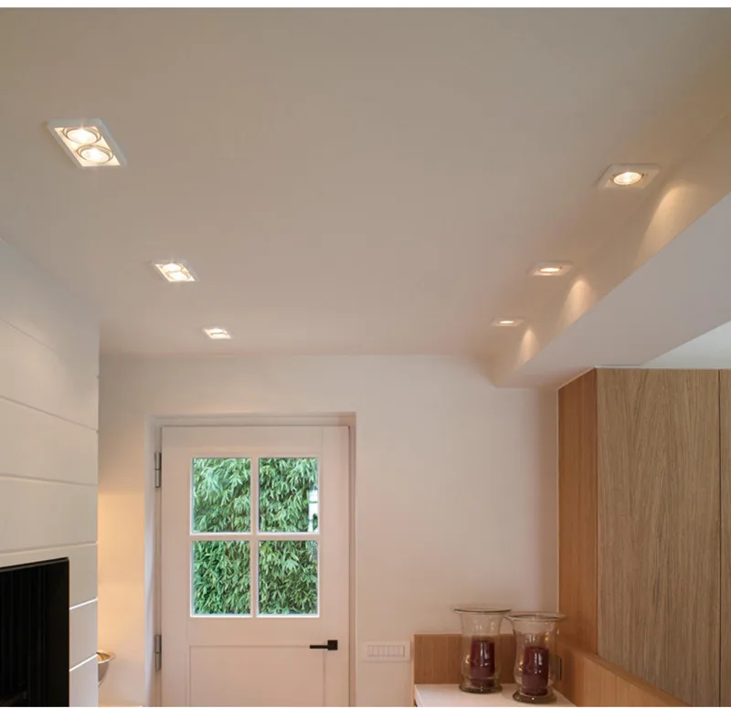 Luces descendentes LED cuadradas regulables, 7W, 9W, 12W, 14W, 18W, 24W, foco de techo COB empotrado, iluminación LED interior de ac85-265V